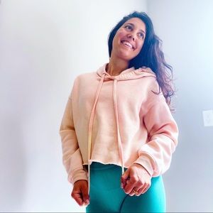 Faded peach cropped hoodie